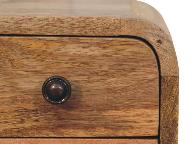 16" Oak Solid Wood Square Two Drawer Nightstand