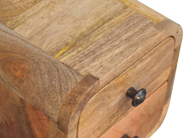 16" Oak Solid Wood Square Two Drawer Nightstand