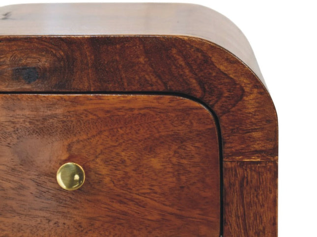 16" Brown Solid Wood One Drawer Nightstand