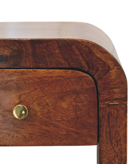 16" Brown Solid Wood One Drawer Nightstand