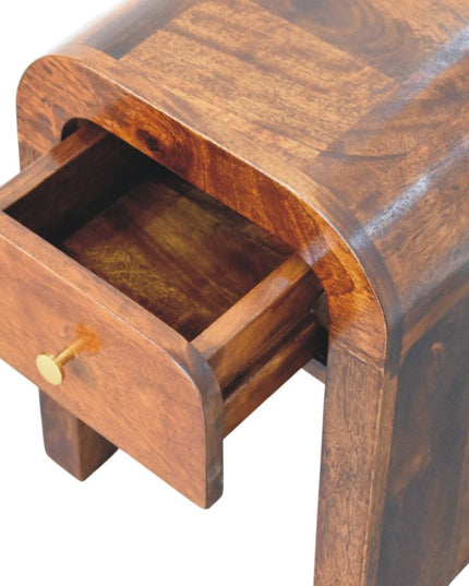 16" Brown Solid Wood One Drawer Nightstand