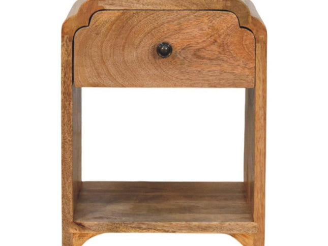 16" Oak Solid Wood One Drawer Scallop Edge Nightstand