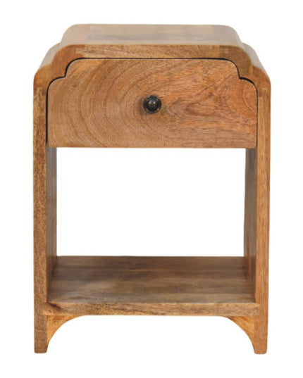 16" Oak Solid Wood One Drawer Scallop Edge Nightstand