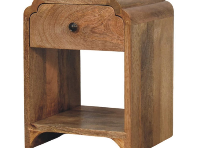 16" Oak Solid Wood One Drawer Scallop Edge Nightstand