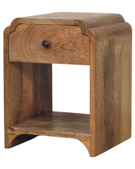 16" Oak Solid Wood One Drawer Scallop Edge Nightstand