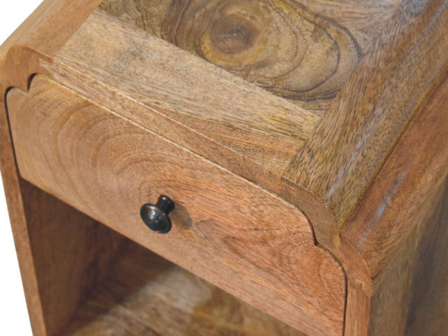 16" Oak Solid Wood One Drawer Scallop Edge Nightstand