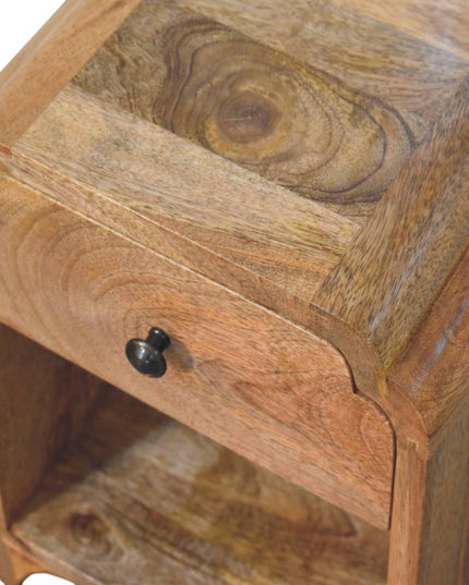 16" Oak Solid Wood One Drawer Scallop Edge Nightstand