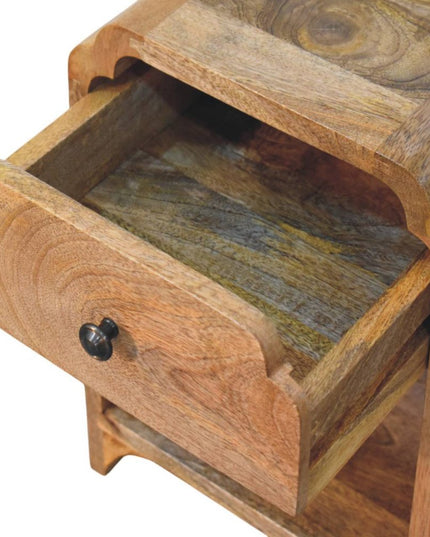 16" Oak Solid Wood One Drawer Scallop Edge Nightstand