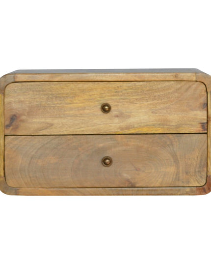 18" Oak Solid Wood Two Drawer Floating Nightstand