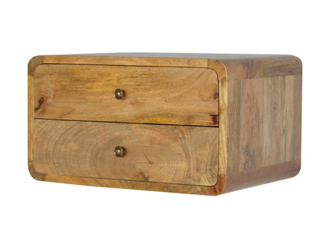 18" Oak Solid Wood Two Drawer Floating Nightstand