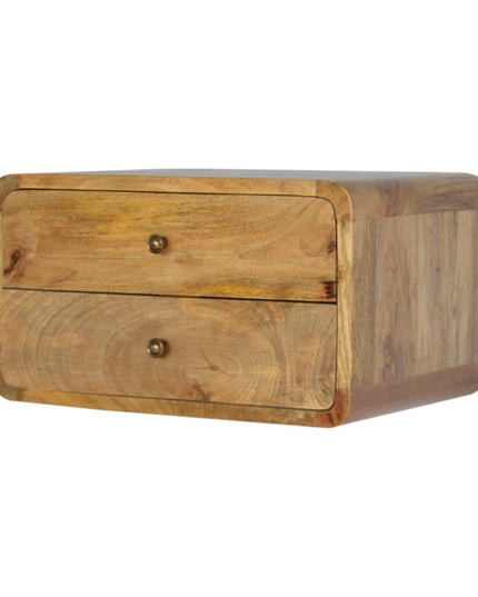 18" Oak Solid Wood Two Drawer Floating Nightstand