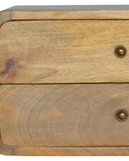 18" Oak Solid Wood Two Drawer Floating Nightstand