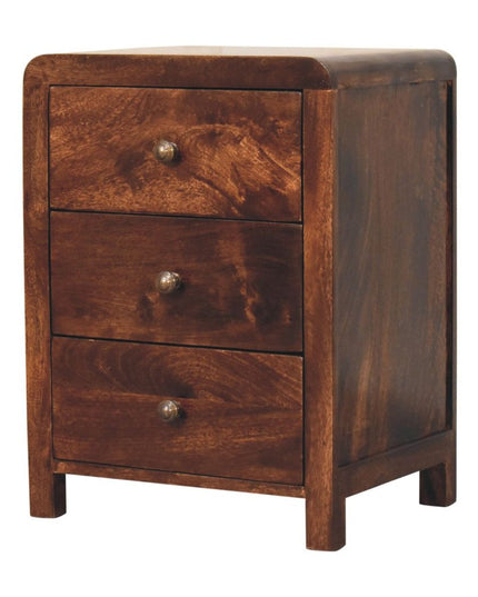 24" Walnut Solid Wood Three Drawer Nightstand