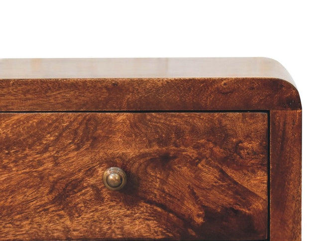 24" Walnut Solid Wood Three Drawer Nightstand