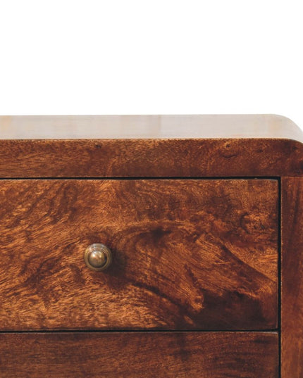 24" Walnut Solid Wood Three Drawer Nightstand