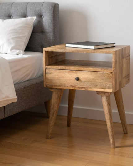 23" Natural Solid Wood One Drawer Nightstand