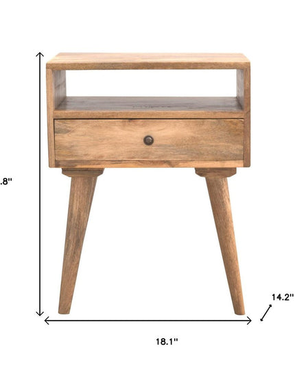 23" Natural Solid Wood One Drawer Nightstand