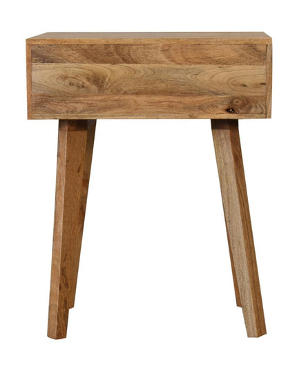 22" Black White And Brown Solid Wood Geometric Bone Inlay One Drawer Nightstand