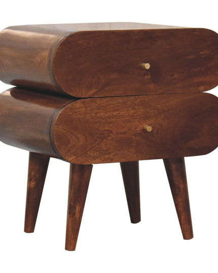 20" Chestnut Solid Wood Two Drawer Nightstand