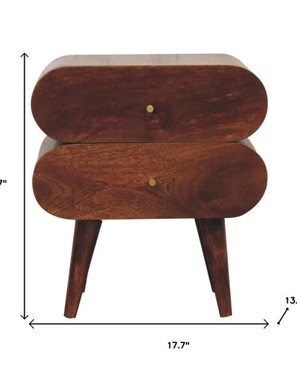 20" Chestnut Solid Wood Two Drawer Nightstand