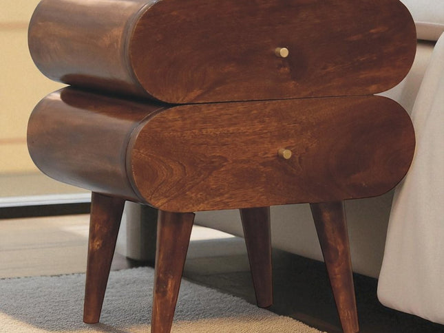 20" Chestnut Solid Wood Two Drawer Nightstand