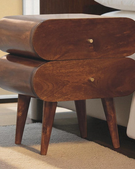 20" Chestnut Solid Wood Two Drawer Nightstand