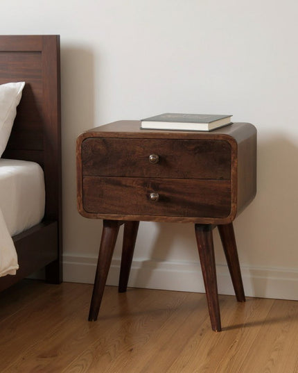 22" Chestnut Solid Wood Two Drawer Nightstand
