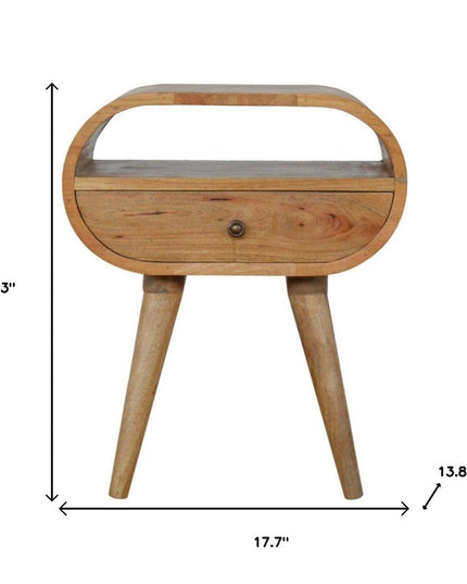 21" Natural Solid Wood Oval One Drawer Nightstand