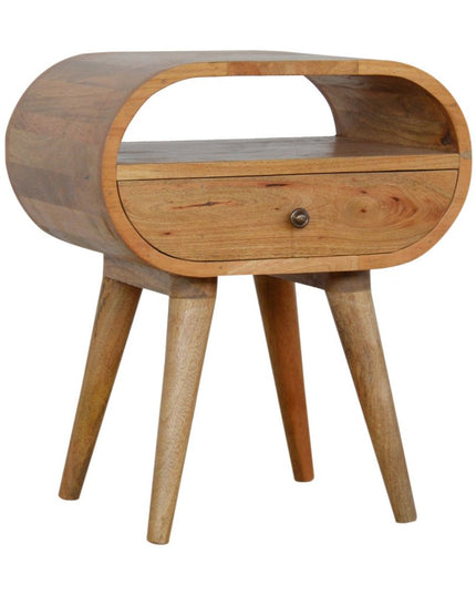 21" Natural Solid Wood Oval One Drawer Nightstand