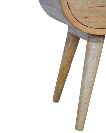 21" Natural Solid Wood Oval One Drawer Nightstand