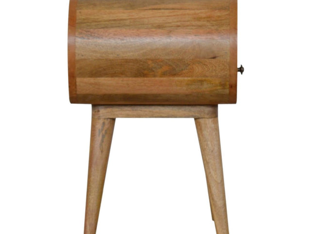 21" Natural Solid Wood Oval One Drawer Nightstand