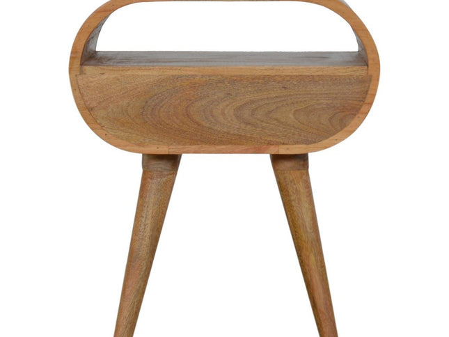 21" Natural Solid Wood Oval One Drawer Nightstand