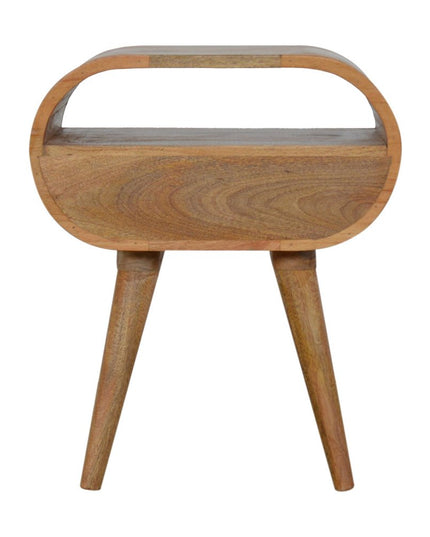 21" Natural Solid Wood Oval One Drawer Nightstand