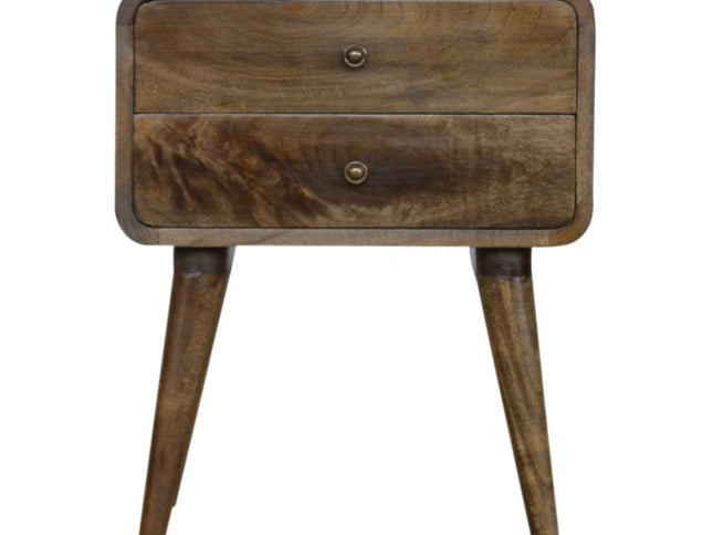 22" Natural Solid Wood Distressed Two Drawer Nightstand