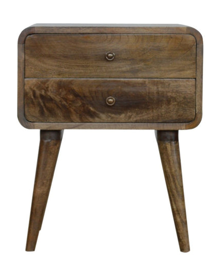 22" Natural Solid Wood Distressed Two Drawer Nightstand