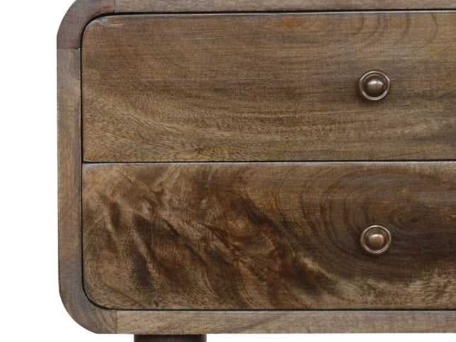 22" Natural Solid Wood Distressed Two Drawer Nightstand