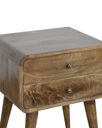 22" Natural Solid Wood Distressed Two Drawer Nightstand