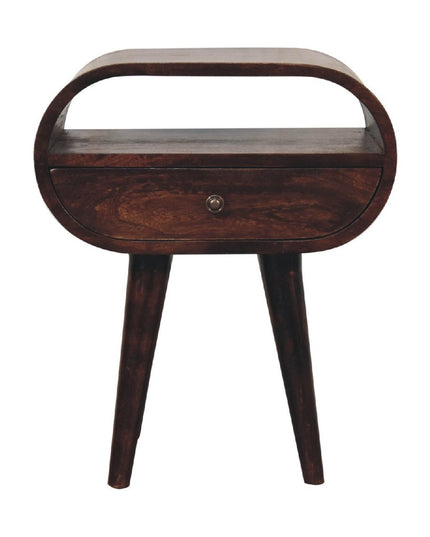 21" Walnut Solid Wood Oval One Drawer Nightstand