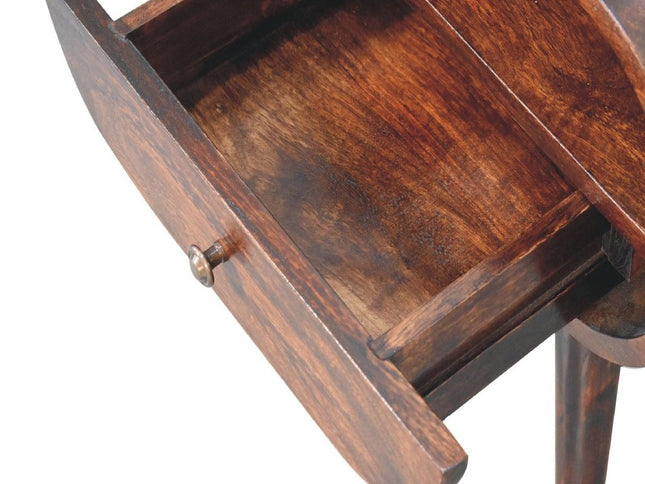 21" Walnut Solid Wood Oval One Drawer Nightstand