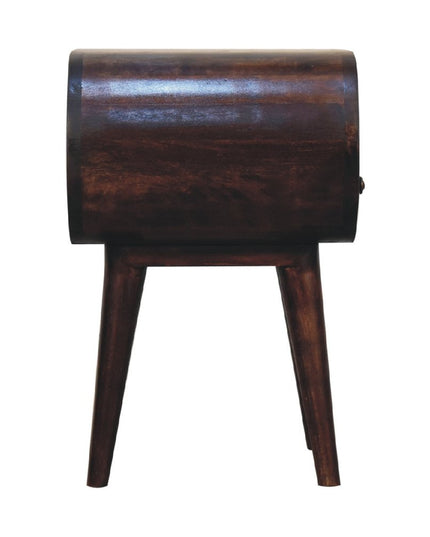 21" Walnut Solid Wood Oval One Drawer Nightstand