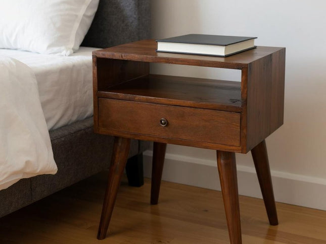 22" Chestnut Solid Wood One Drawer Nightstand