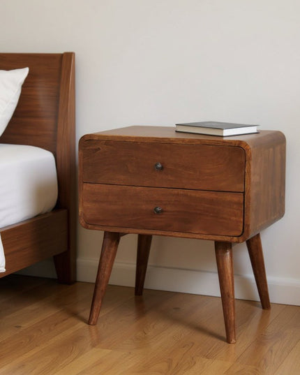 24" Chestnut Solid Wood Two Drawer Nightstand