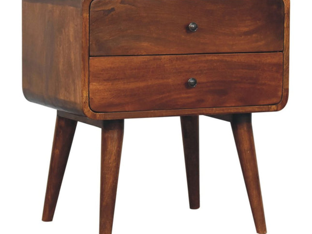 24" Chestnut Solid Wood Two Drawer Nightstand