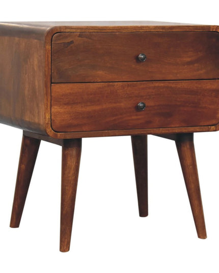 24" Chestnut Solid Wood Two Drawer Nightstand