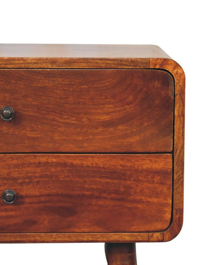 24" Chestnut Solid Wood Two Drawer Nightstand