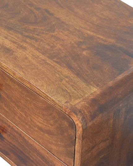 24" Chestnut Solid Wood Two Drawer Nightstand