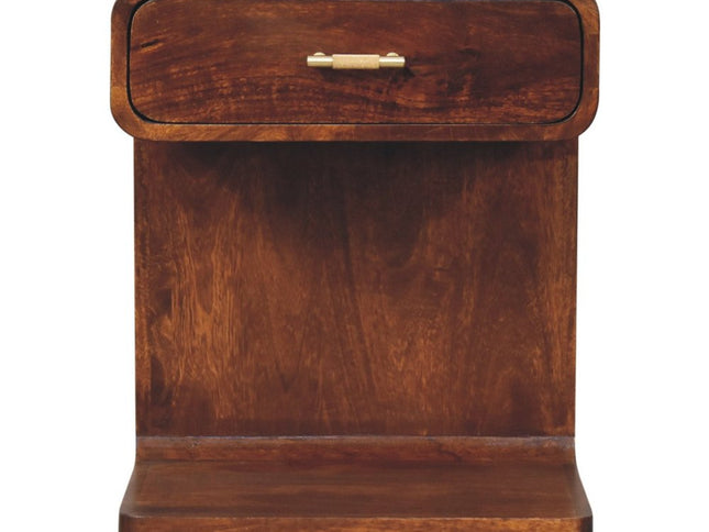 22" Chestnut Solid Wood One Drawer Nightstand With Floor Shelf