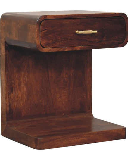 22" Chestnut Solid Wood One Drawer Nightstand With Floor Shelf