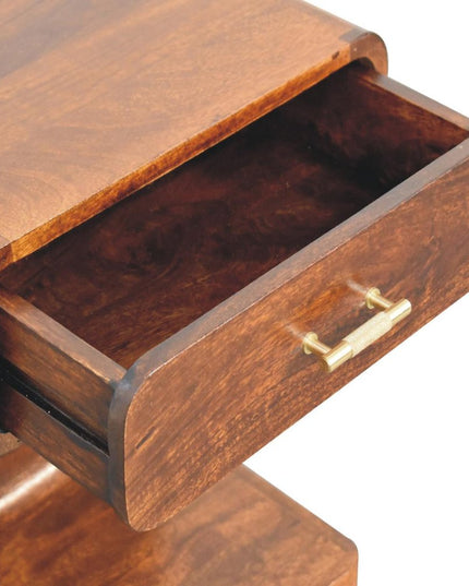 22" Chestnut Solid Wood One Drawer Nightstand With Floor Shelf