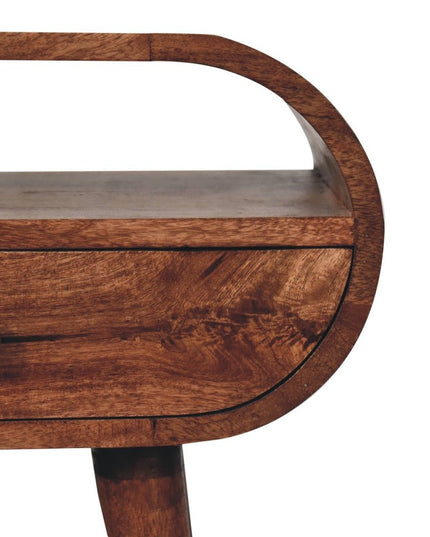 21" Brown Solid Wood Oval One Drawer Nightstand